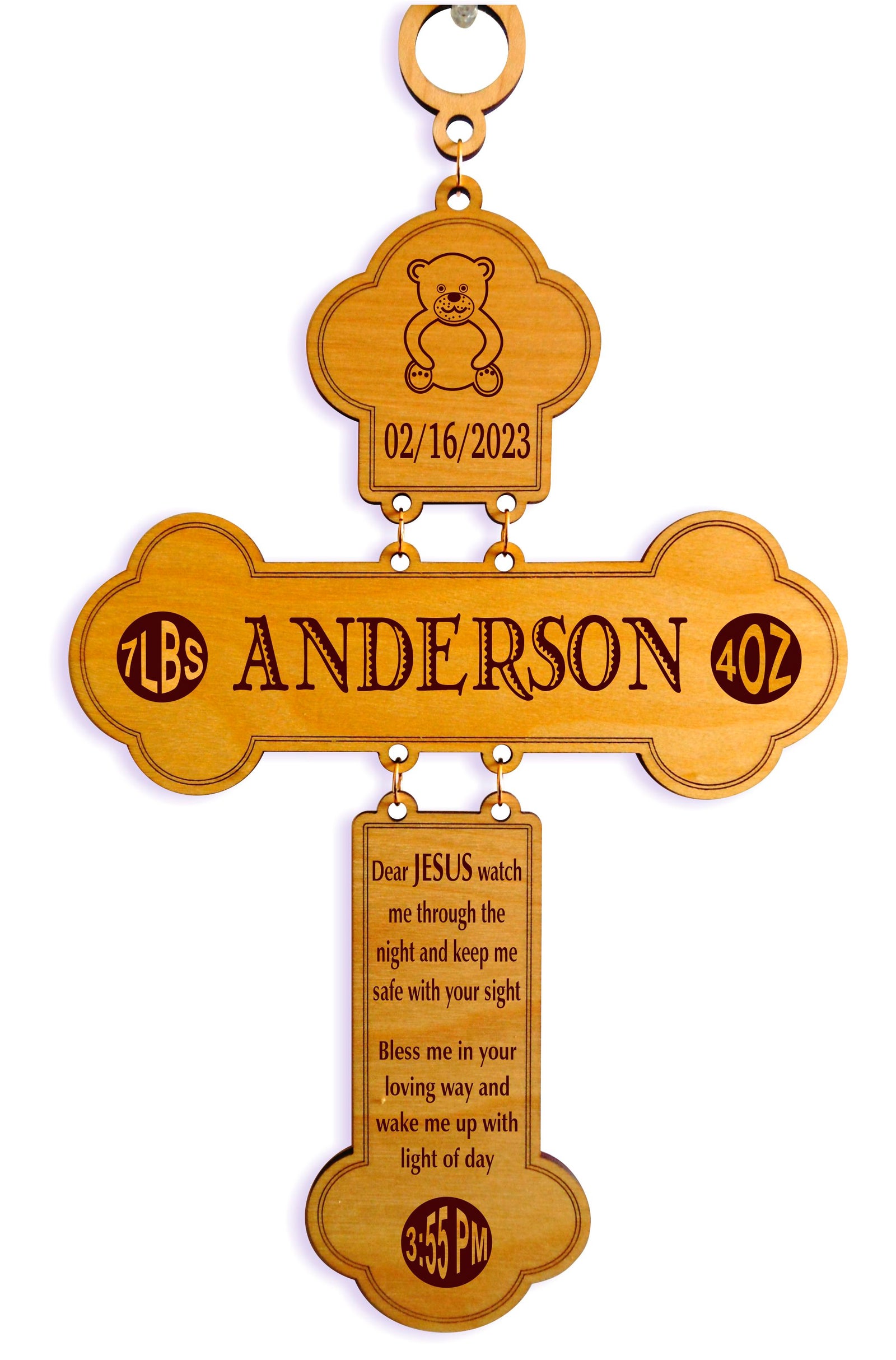 Birthday Gift for Baby Girl | Christian Gift for Boy | Personalized Wall Wood Cross