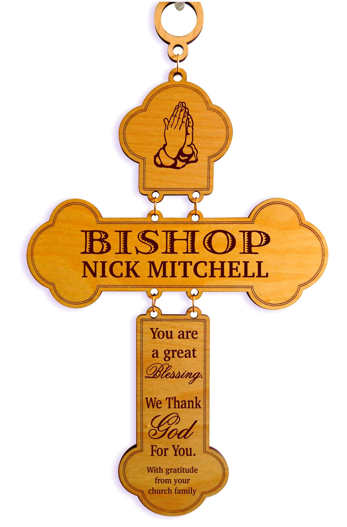 Engraved Pastor Appreciation Gift Wood Cross: Personalized Religious Sign