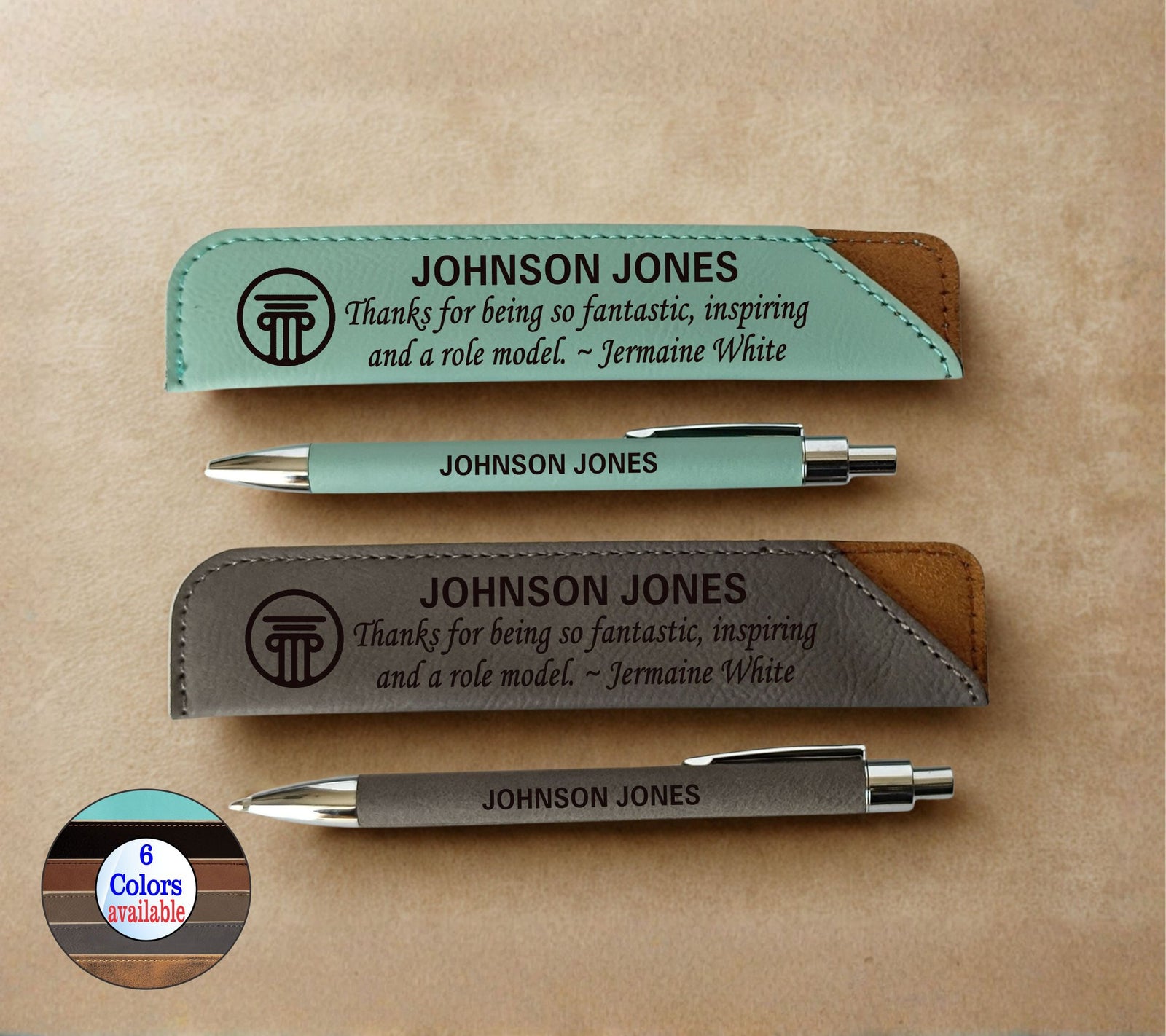 Thank you Party Favors for Guests: Engraved Leather Pen and Sleeve LPC32