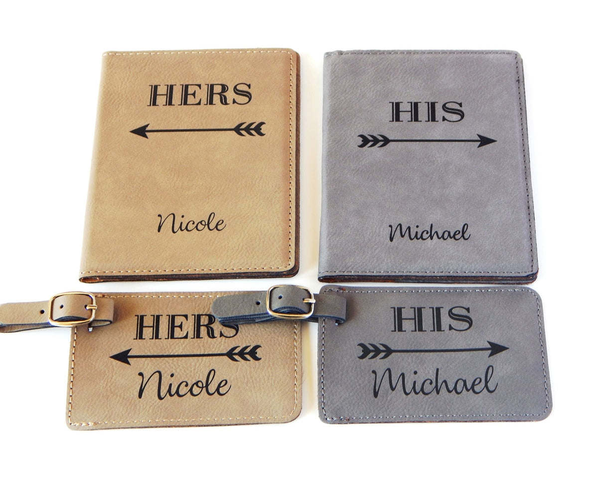 Mr. and Mrs. Personalized Passport Covers and Luggage Tags