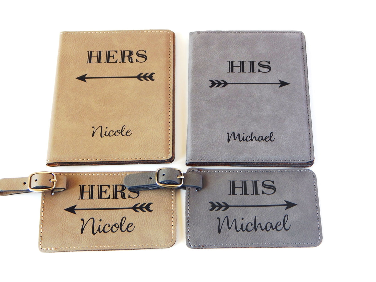 Mr. and Mrs. Personalized Luggage Tags | Engraved Passport Holders