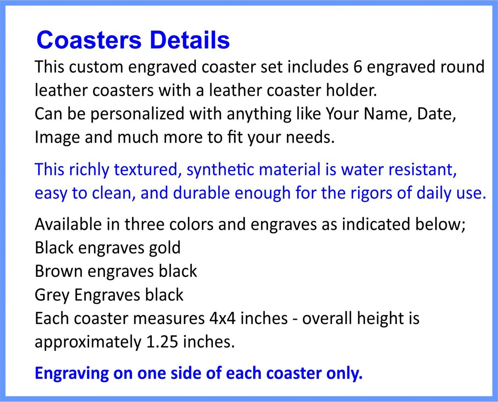 Grandpa Gift | Grandfather Leather Engraved Coasters Personalized