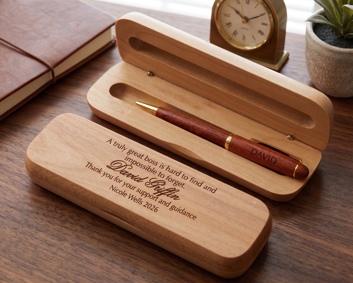 Personalized Wooden Pen Gift Set: Engraved Boss Appreciation Present WMPEN41