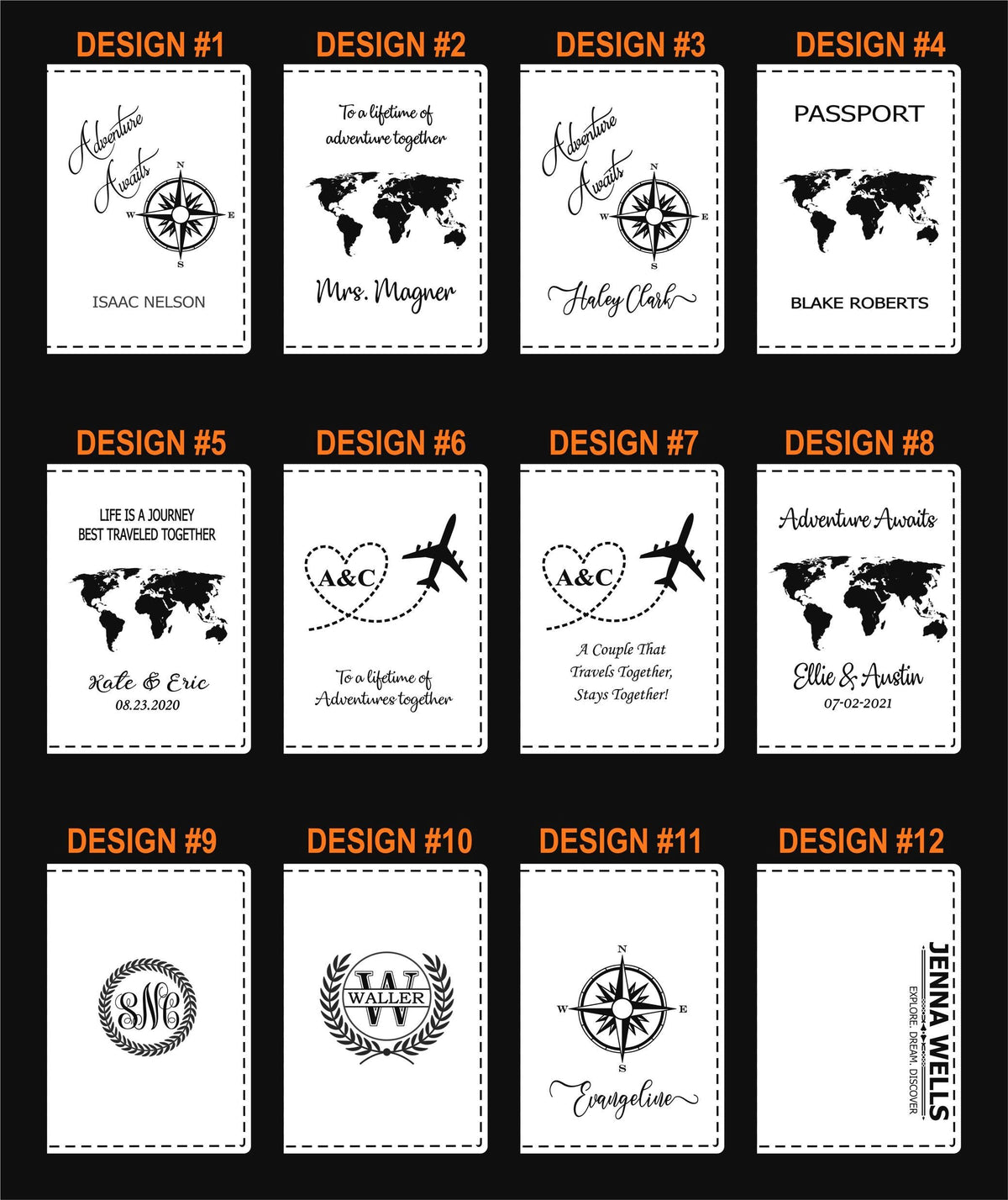 Personalized Leather Passport Holder: Custom Gift for Couple