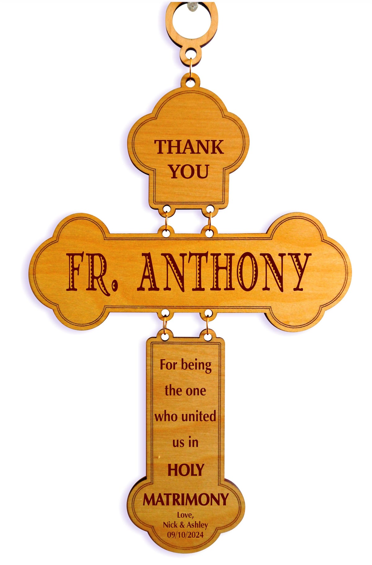 Priest Wedding Gifts | Religious Gift for Officiant | Personalized Wood Cross, DWO003