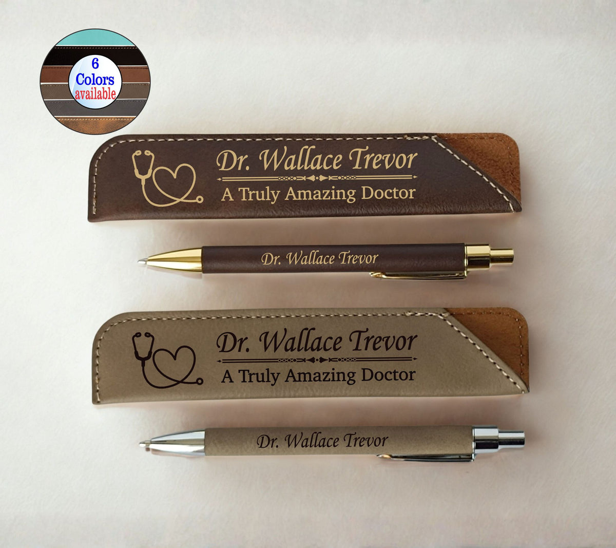Thank you Party Favors for Guests: Engraved Leather Pen and Sleeve LPC32