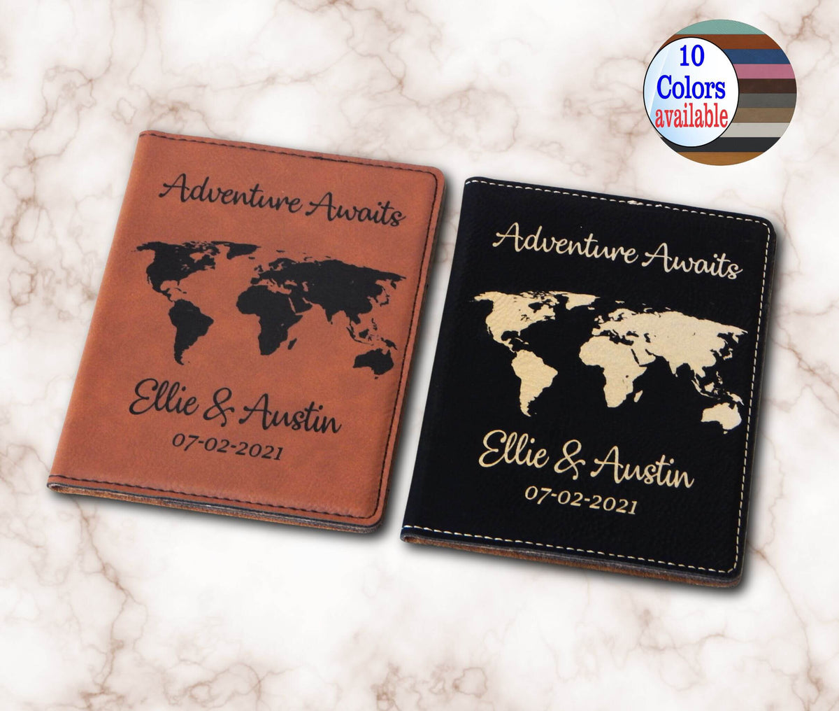 His &amp; Hers Vacation Gift | Leather Passport Cover and Luggage Tags PPC8