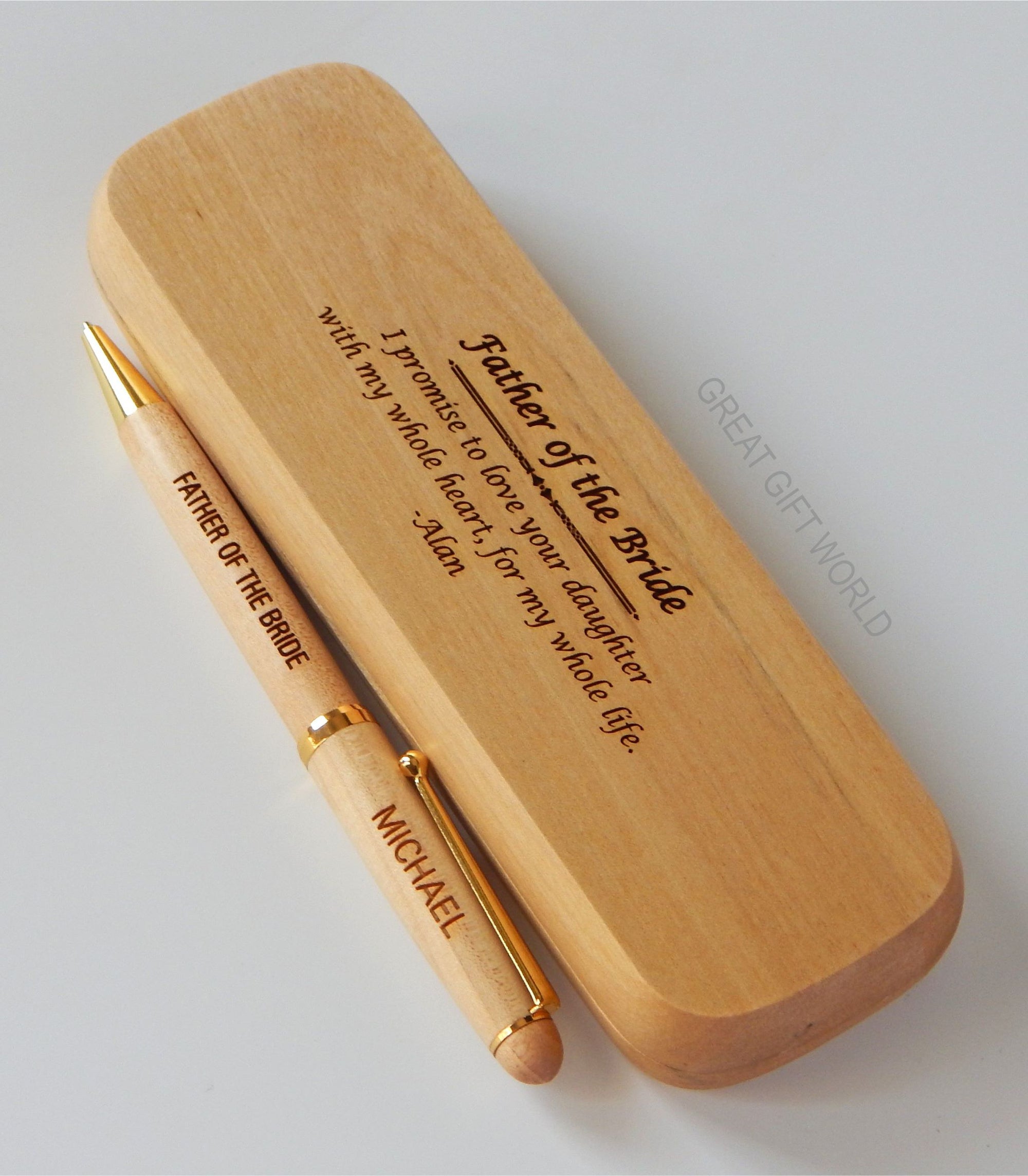 Father of the Bride Gift from Groom | Personalized Wood Pen