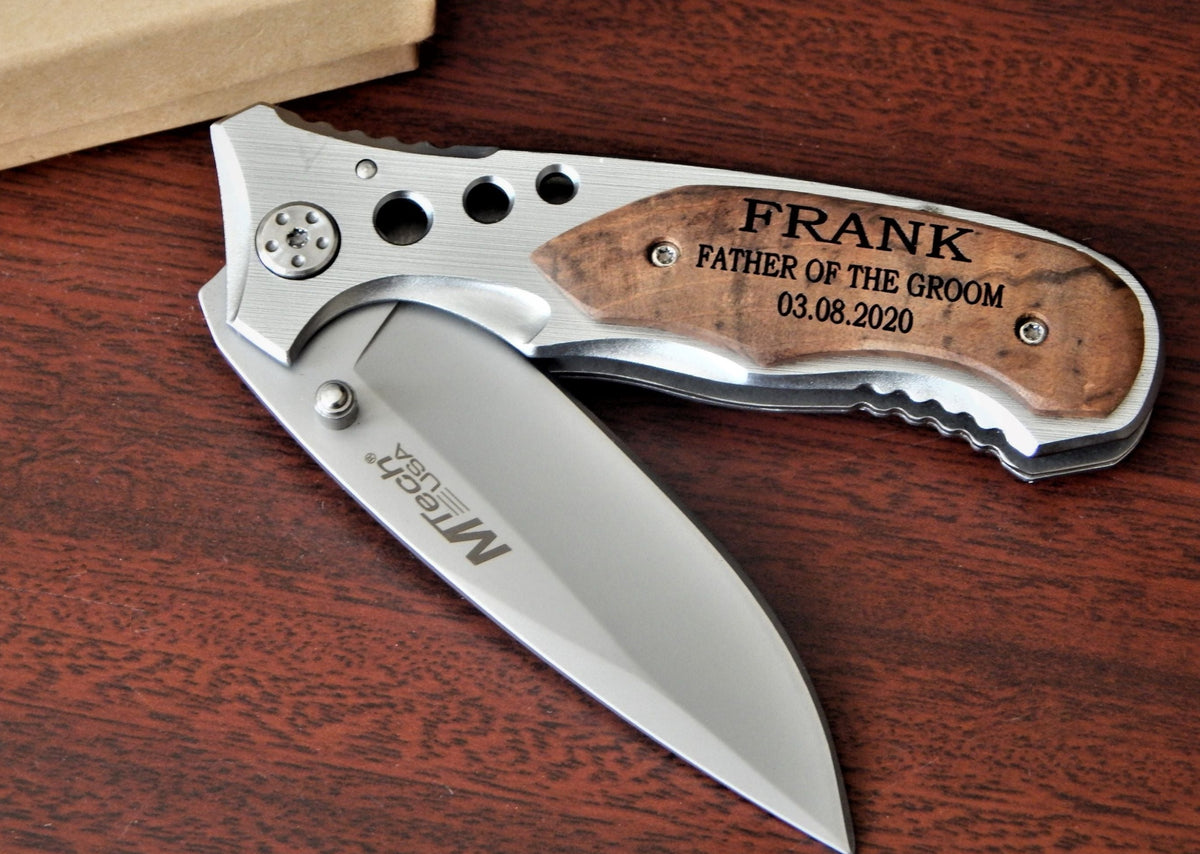 Pocket Knife Gift for Father of the Groom | Custom Engraved Wedding Gift