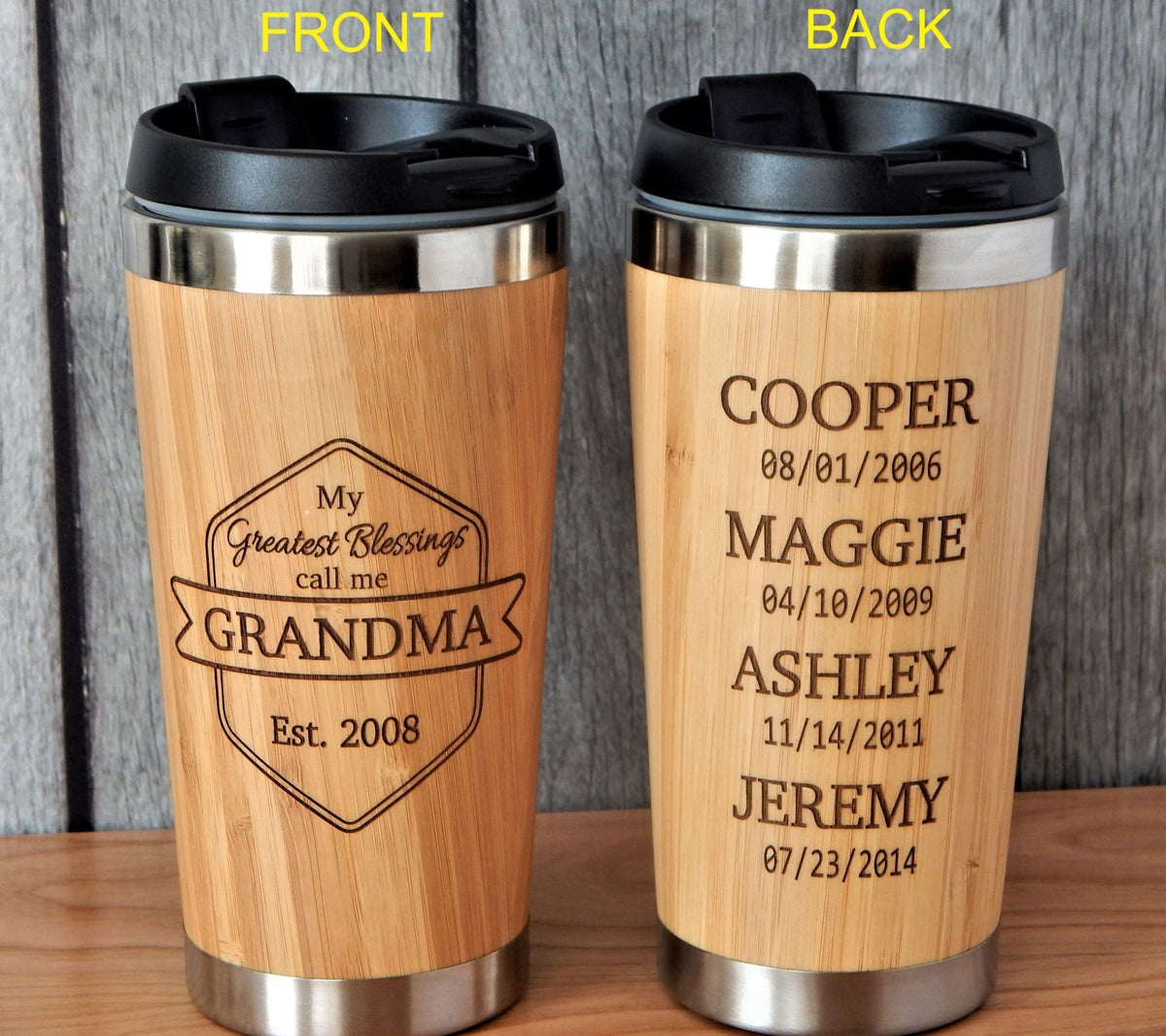 Grandma Gift Personalized | Grandmother Travel Coffee Tumbler Mug