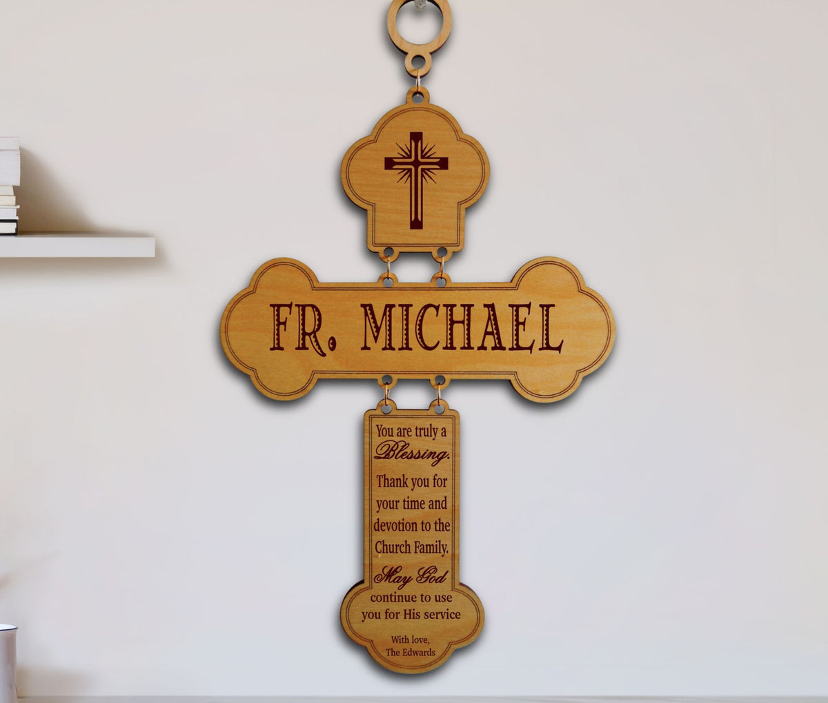 Engraved Catholic Priest Appreciation Gift | Personalized Wood Cross GDPA03