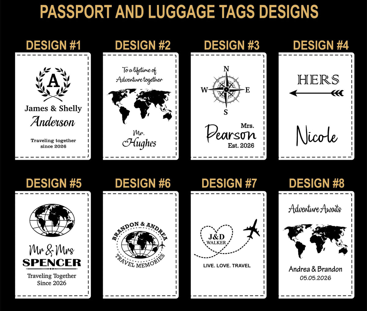 Personalized Passport Holder and Luggage Tag Set PPGGC6