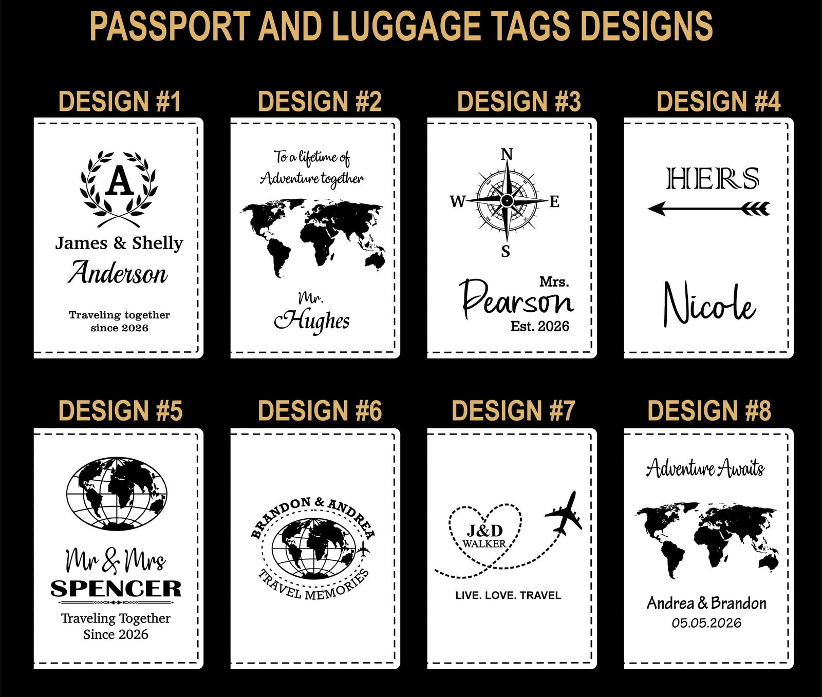 Personalized Passport Holder and Luggage Tag Set PPGGC6