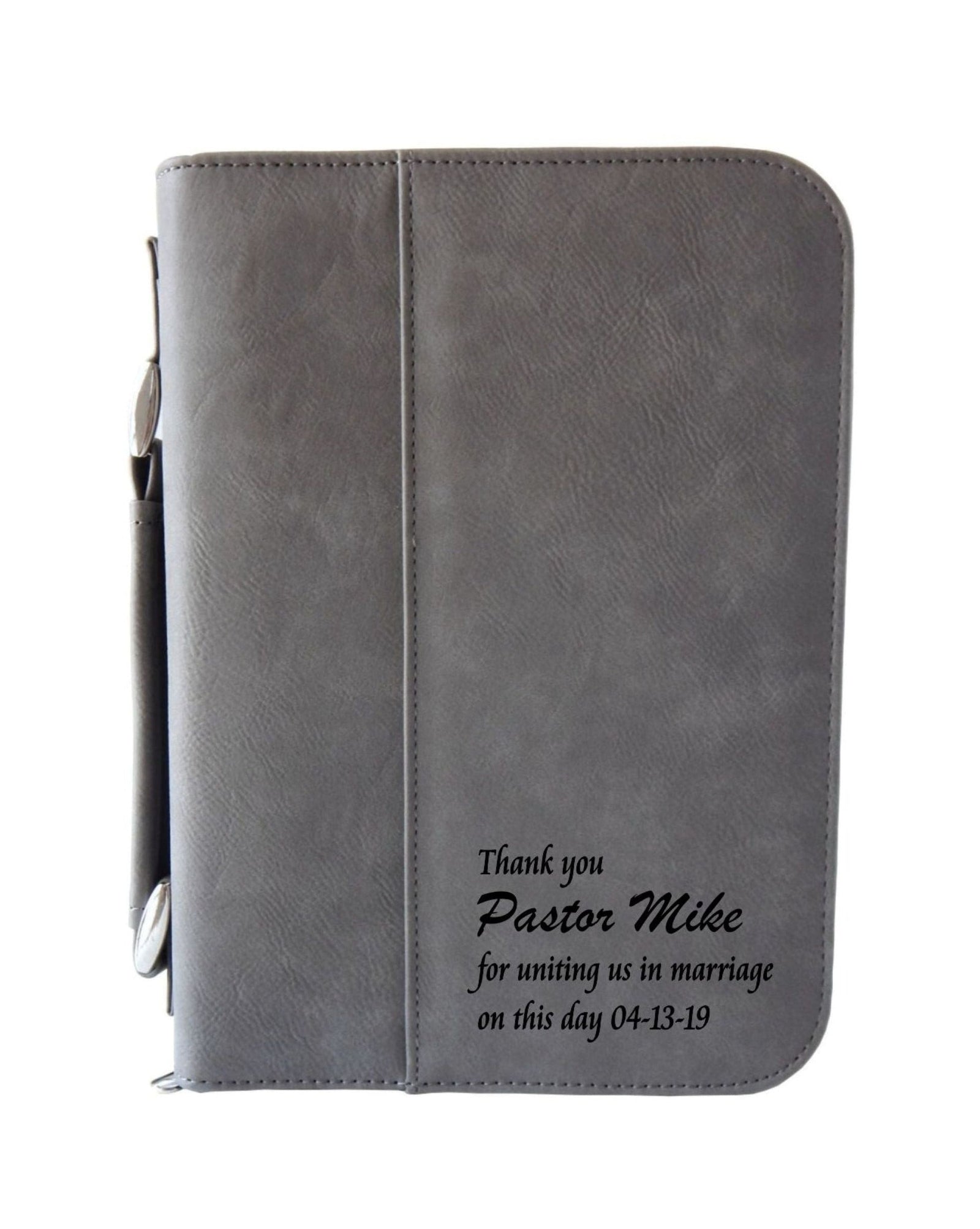 Wedding Gift for Pastor | Officiant Gifts | Personalized Priest Leather Bible Cover