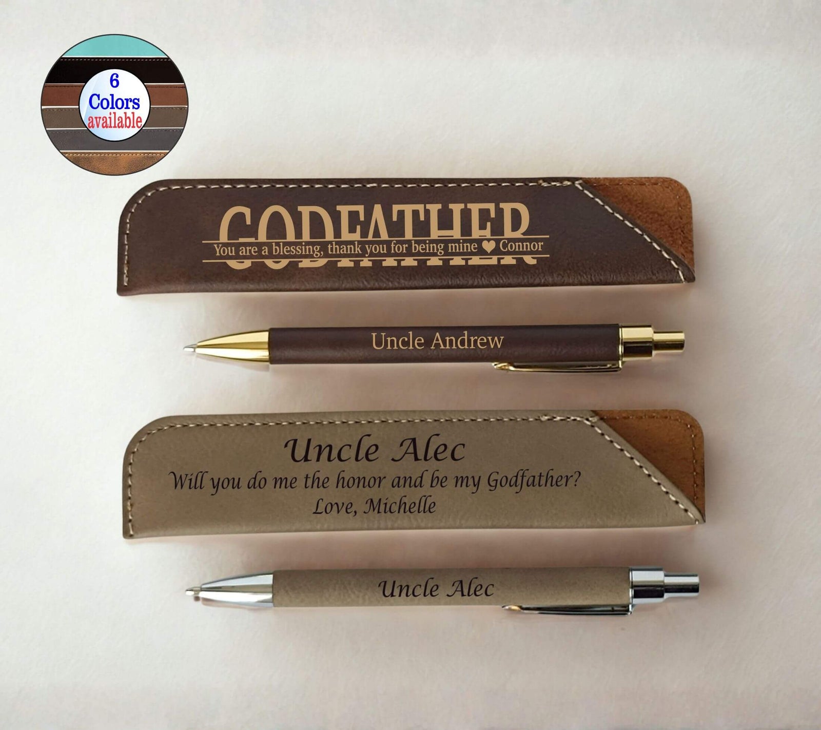 Personalized Leatherette Pen and Sleeve | Wedding Officiant Proposal Gift LPC31