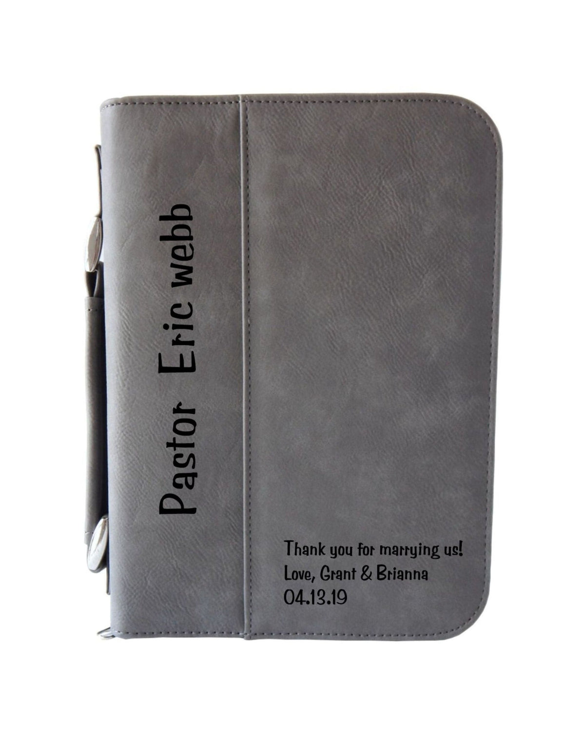 Engraved Wedding Officiant Gift | Custom Leather Bible Case BCLO1