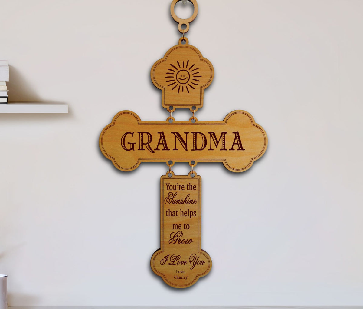 Personalized Grandmother Gift | Engraved Wood Cross, GDMA1