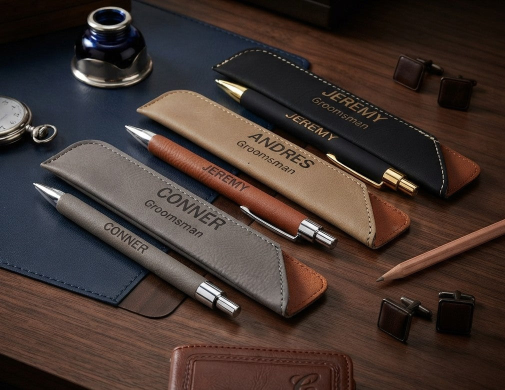 Engraved Leather Pen for Groomsmen | Personalized Best Man Gift LPC35