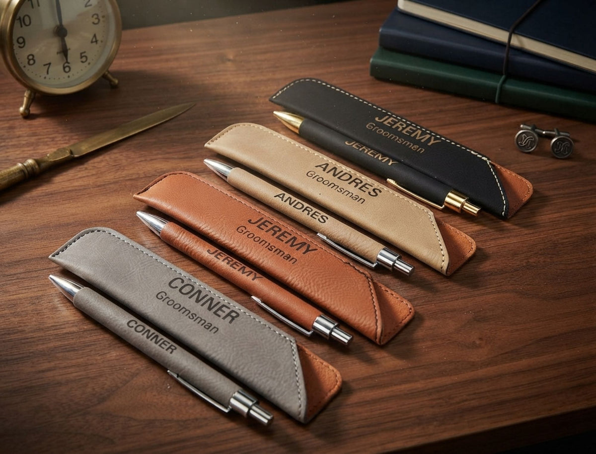 Personalized Leatherette Pen & Sleeve Set | Teacher Appreciation Gift LPC01