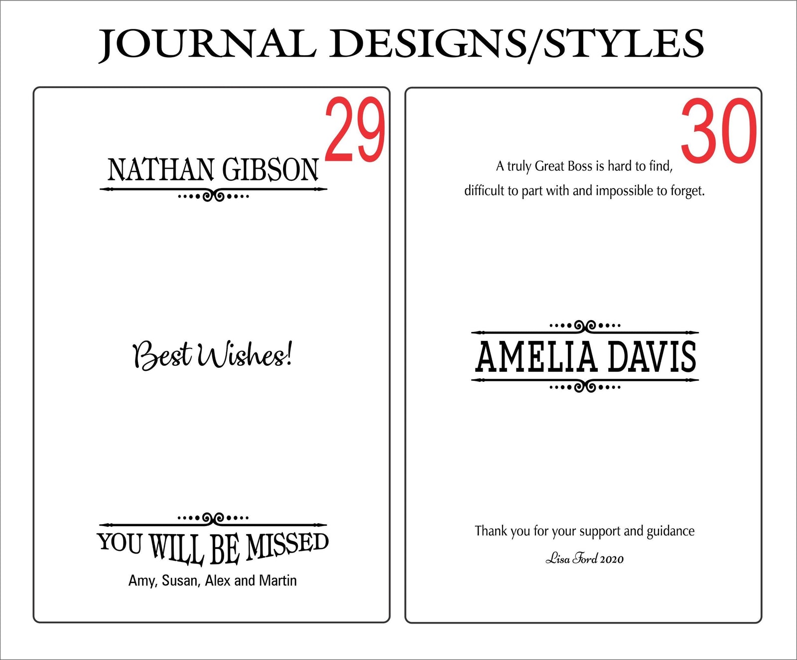 Personalized Boss Gift Notebook Journal for Mentor Leaving