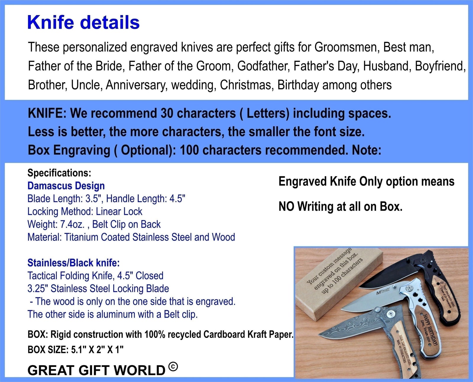 Personalized Father's Day gift for Dad | Engraved Knife for Men