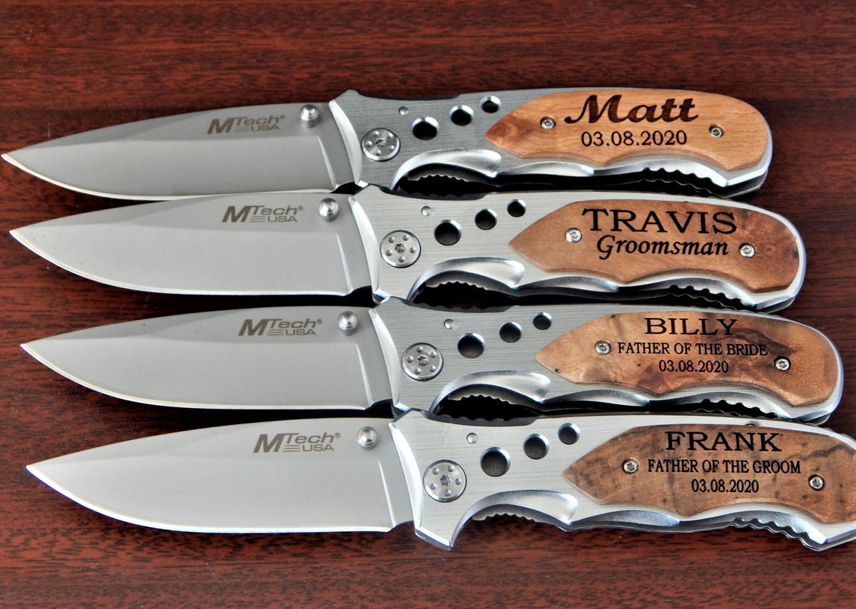 Personalized Knife for Groomsmen | Men Gift | Engraved Pocket Knives Set