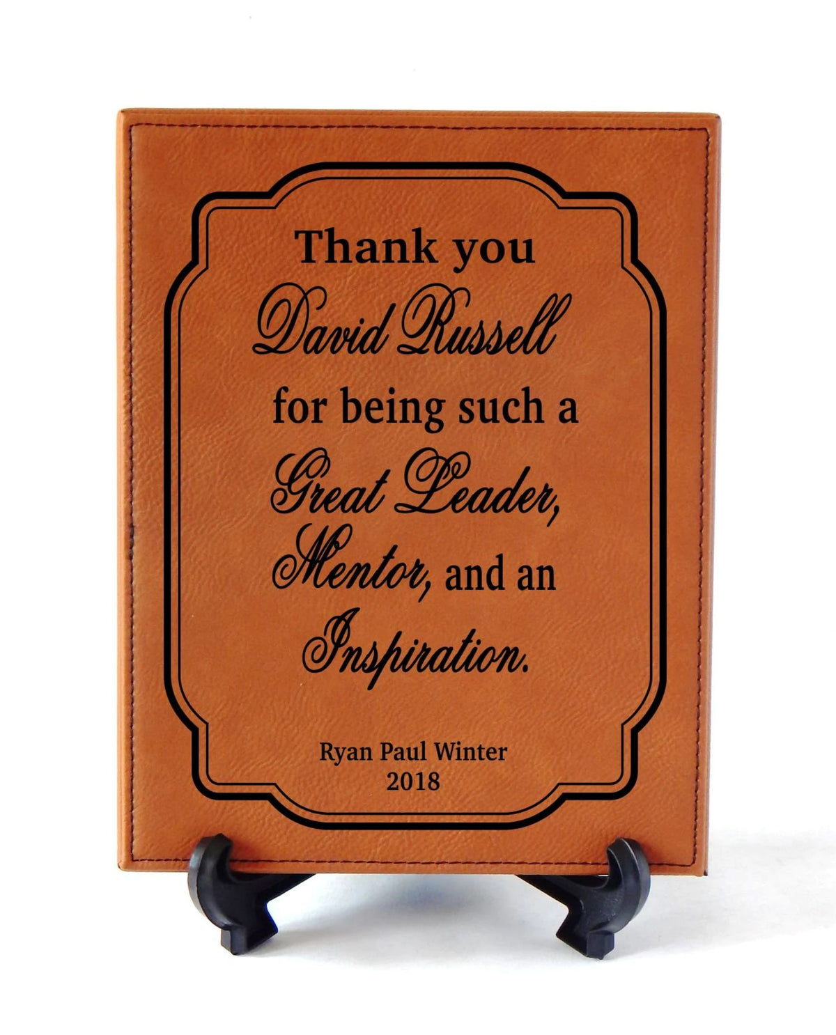 Personalized Mentor Boss Engraved Leather Plaque