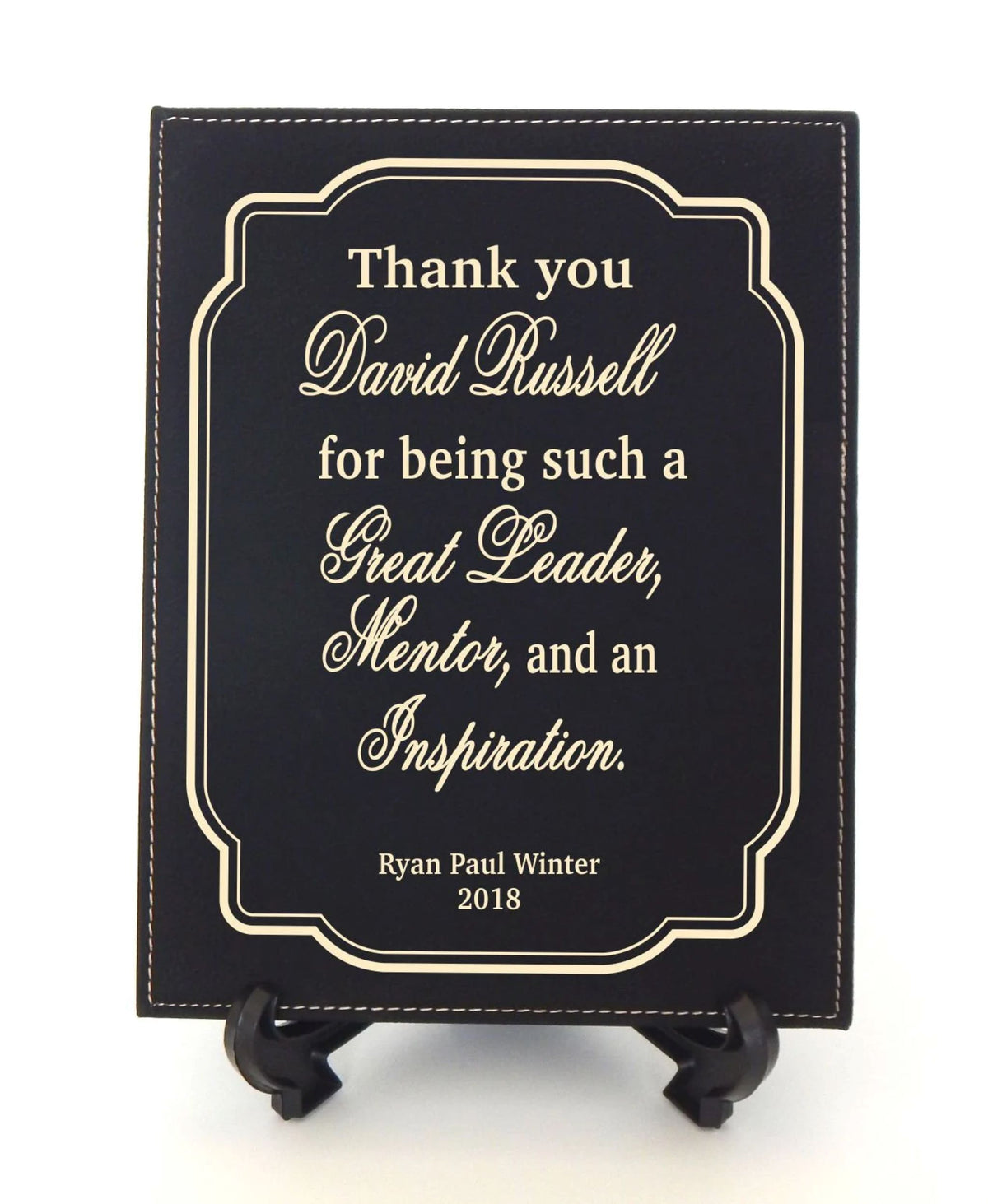 Personalized Mentor Boss Engraved Leather Plaque
