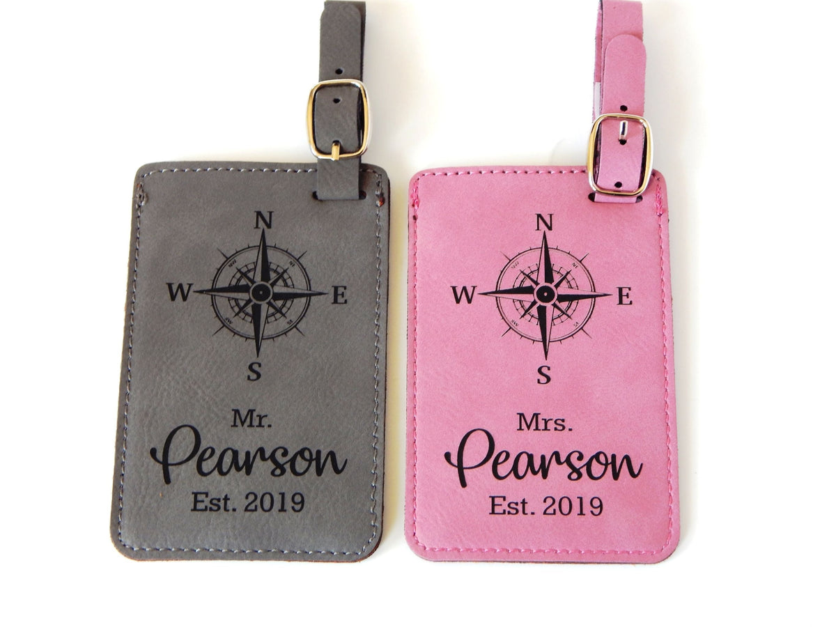 Custom Leather Luggage Tags | Engraved Travel Gift | Suitcase Tag