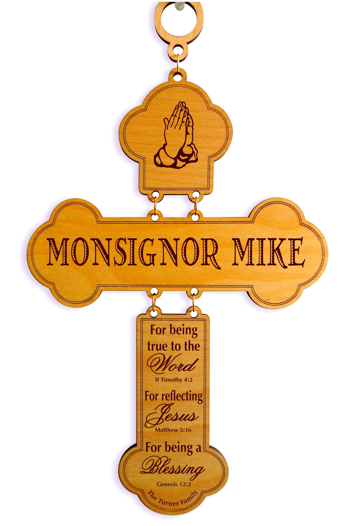 Personalized Monsignor Cross: Custom Engraved Wood Gift for Priest,  GDPA02