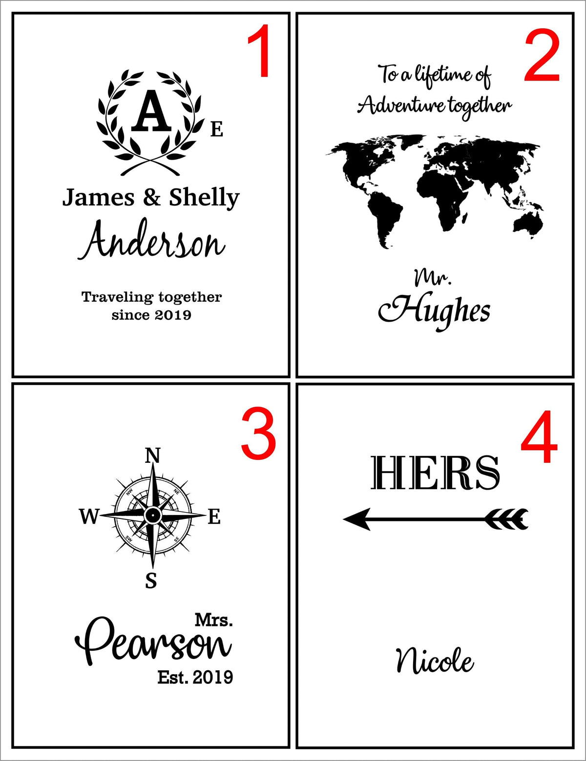 Mr. and Mrs. Personalized Passport Covers and Luggage Tags