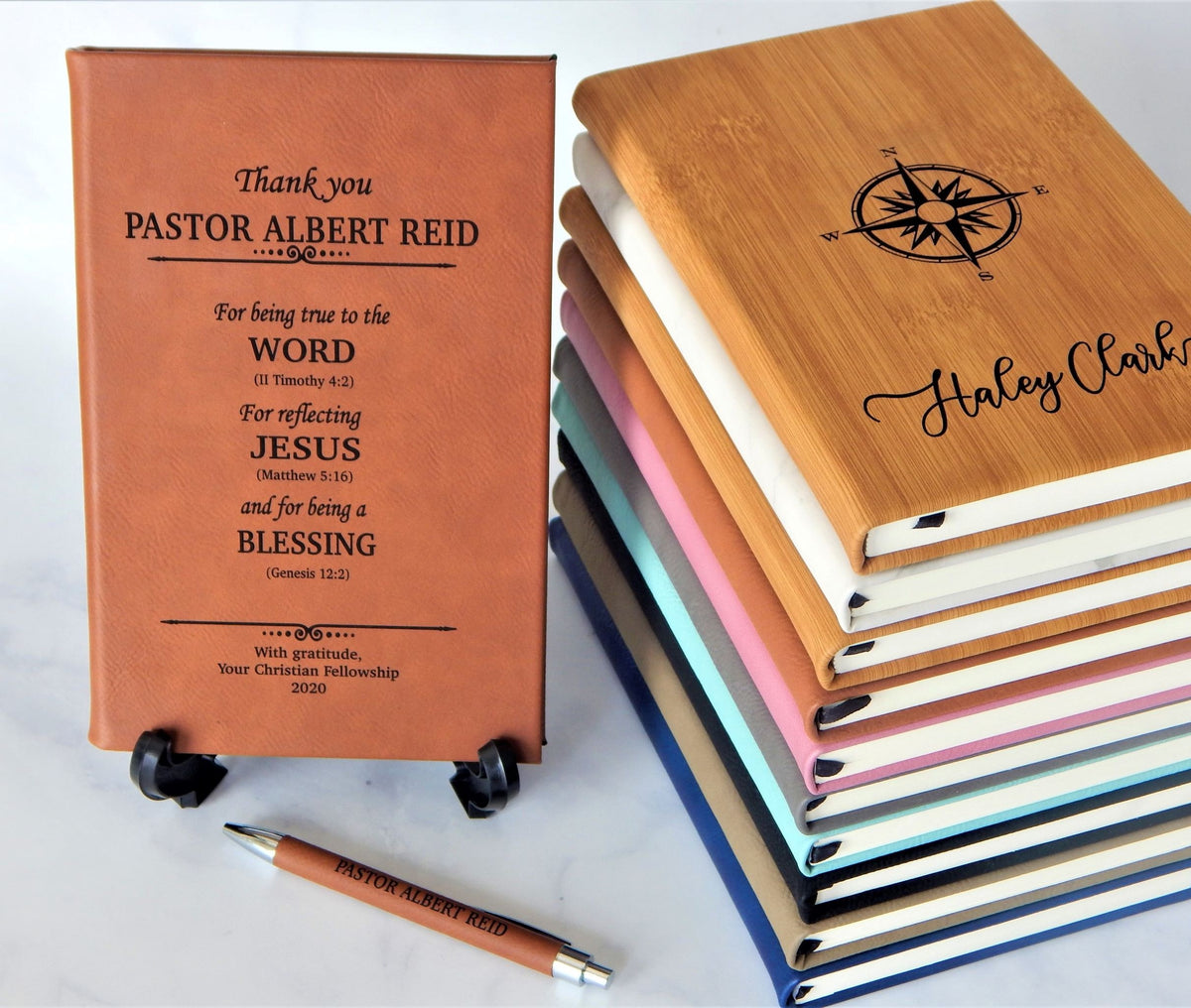Personalized Wedding Officiant Journal &amp; Pen Set | Engraved Leatherette Keepsake LJ03