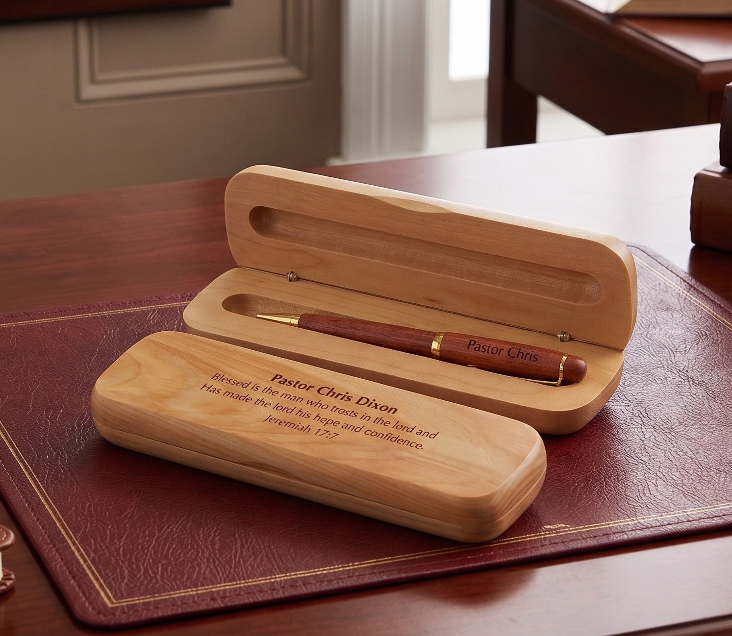 Personalized Pastor Thank you Gift | Custom Engraved Wooden Pen WMPEN83