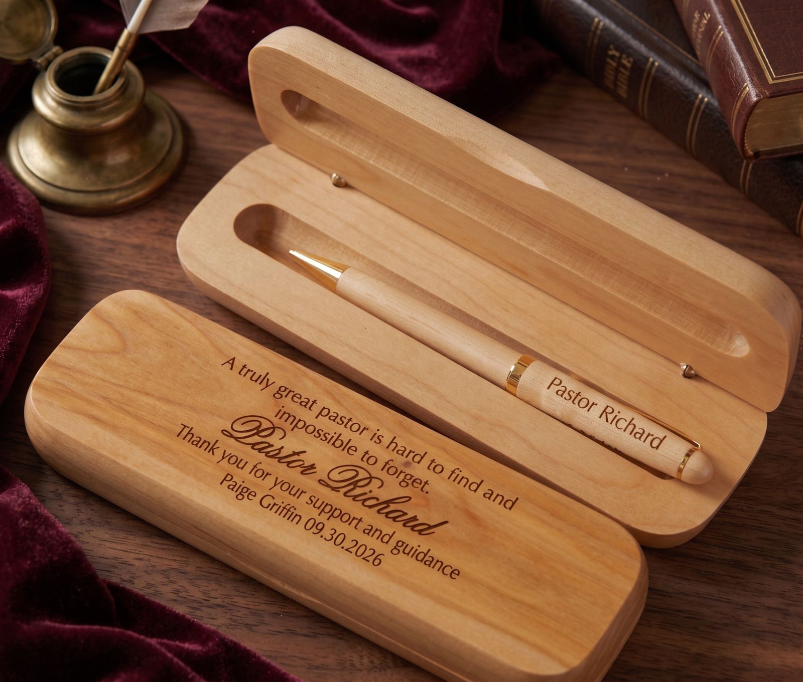 Custom Pastor Appreciation Wood Pen: Personalized Engraved Gift for Priest WMPEN74