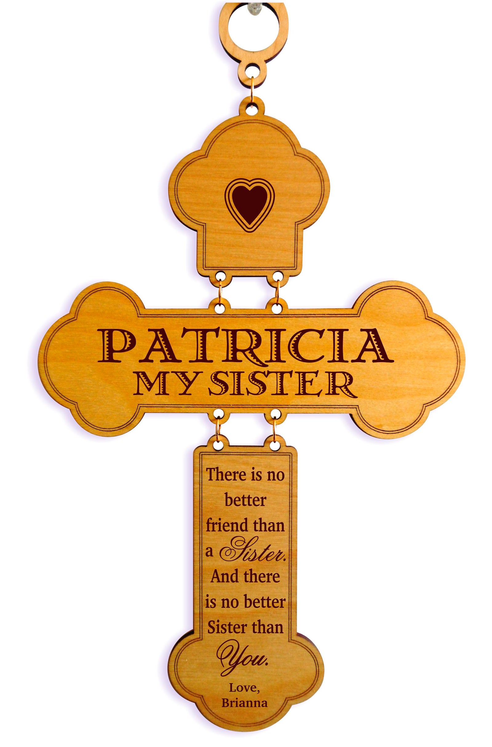 Personalized Gift for Sister | Sister In Law Long Distance Gift Wood Wall Cross