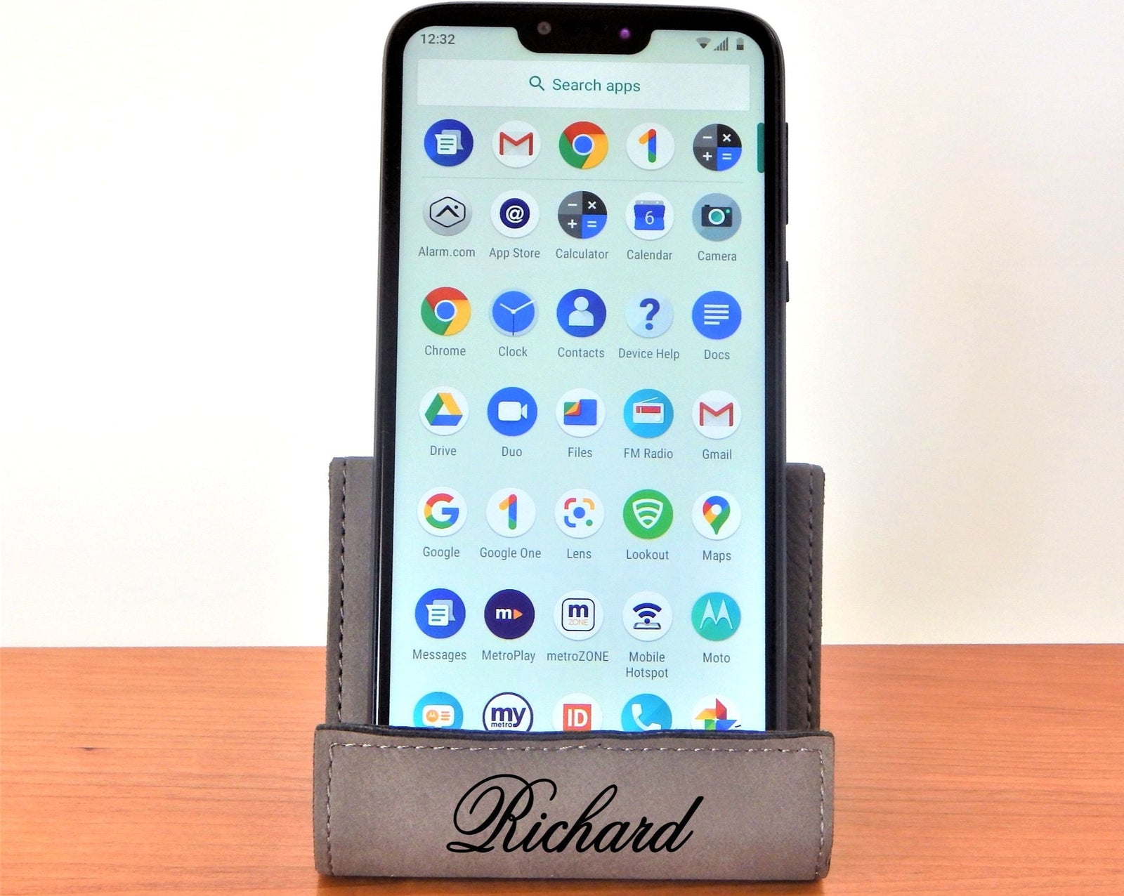 Personalized Phone Stand for Desk | Leather Tablet Holder | iPhone iPad Kitchen Stand