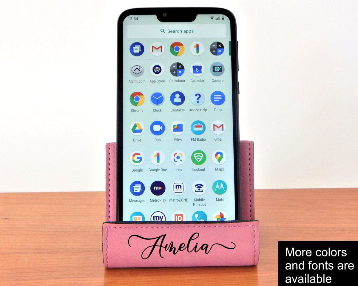 Smartphone Stand for Desk | Personalized Tablet iPad iPhone Stand | Leather Phone Holder