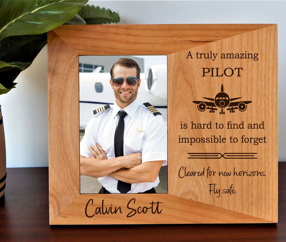 Personalized Pilot Gift | Engraved Aviation Picture Frame PTFB13
