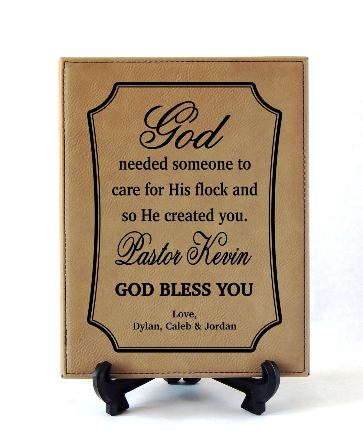 Engraved Pastor Leatherette Plaque: Personalized Priest Sign