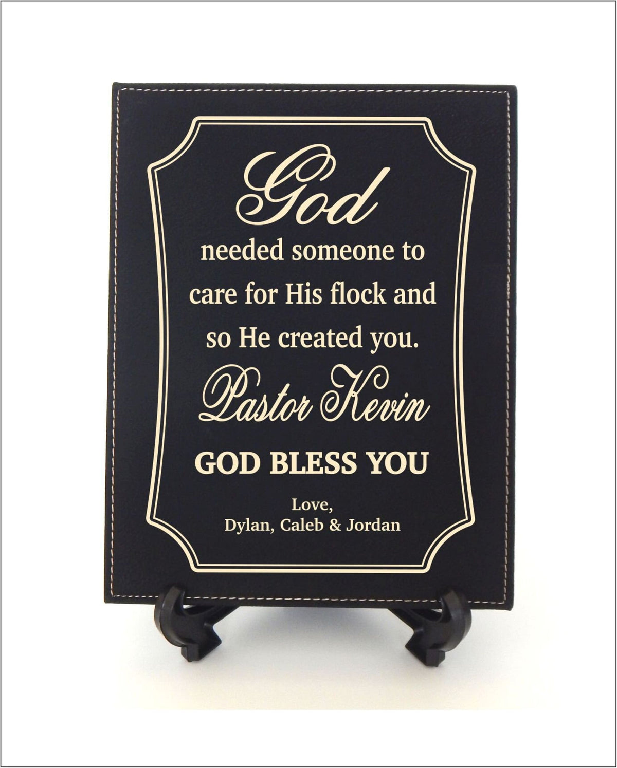 Engraved Pastor Leatherette Plaque: Personalized Priest Sign