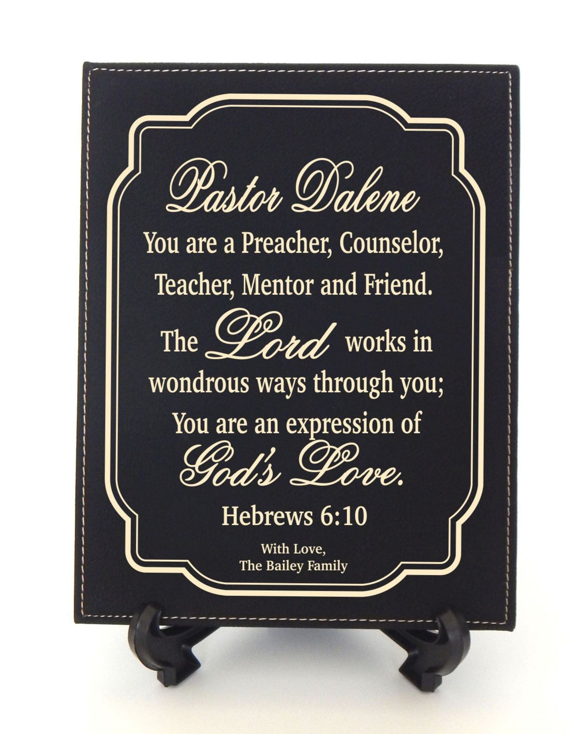 Personalized Leather Plaque Gift for Pastor: Engraved Priest Sign