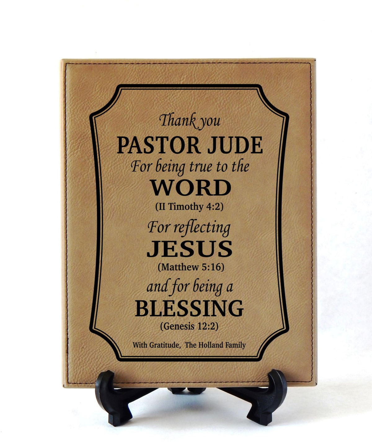 Engraved Plaque Pastor Appreciation Gift: Personalized Priest Religious Sign
