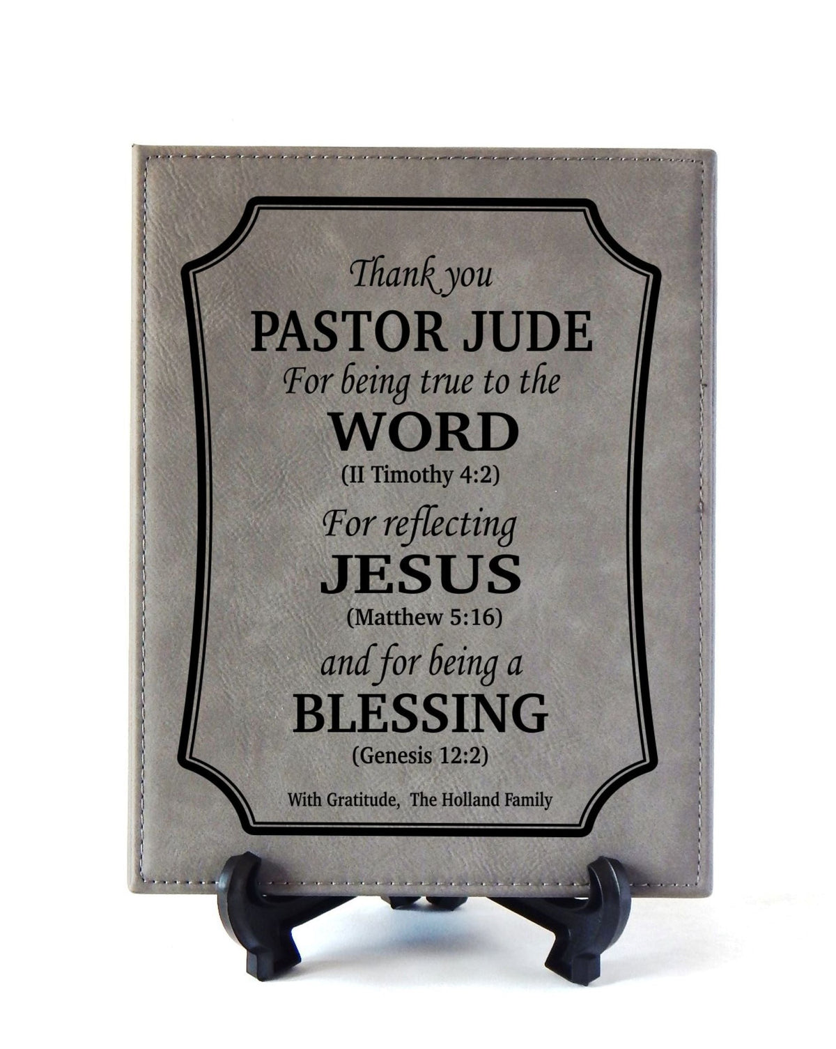 Engraved Plaque Pastor Appreciation Gift: Personalized Priest Religious Sign