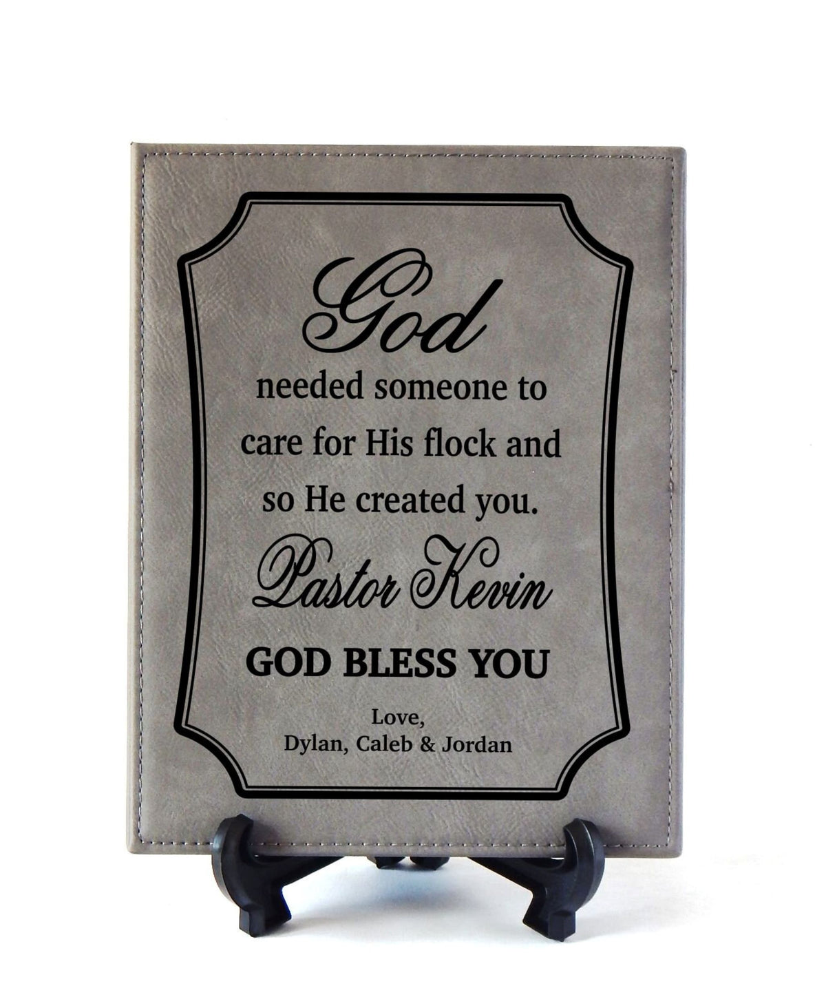 Engraved Pastor Leatherette Plaque: Personalized Priest Sign