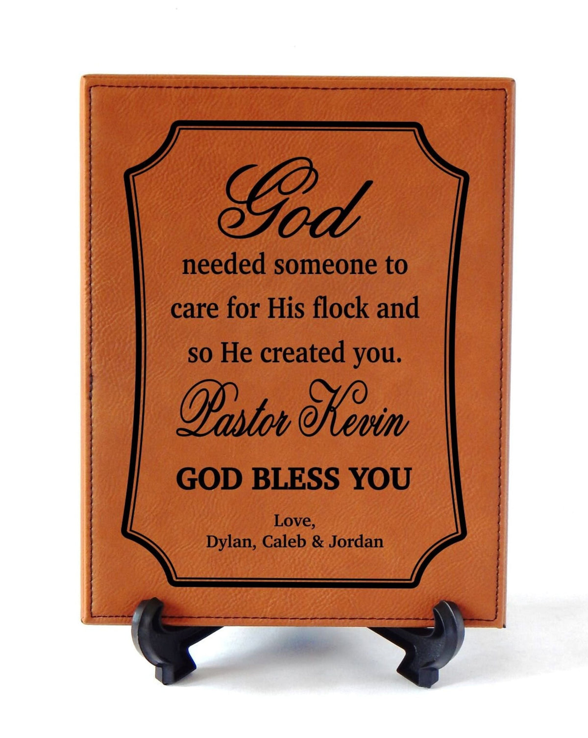 Engraved Pastor Leatherette Plaque: Personalized Priest Sign