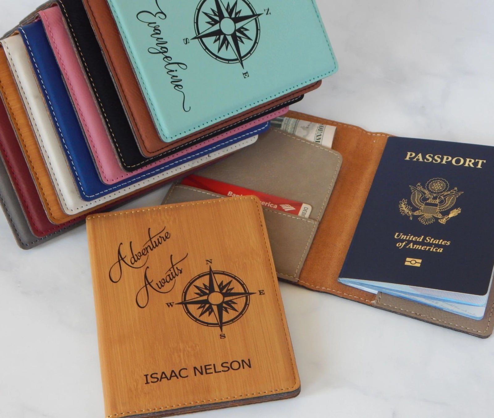 Custom Leather Passport Case | Personalized Vacation Travel Gift PPCM3