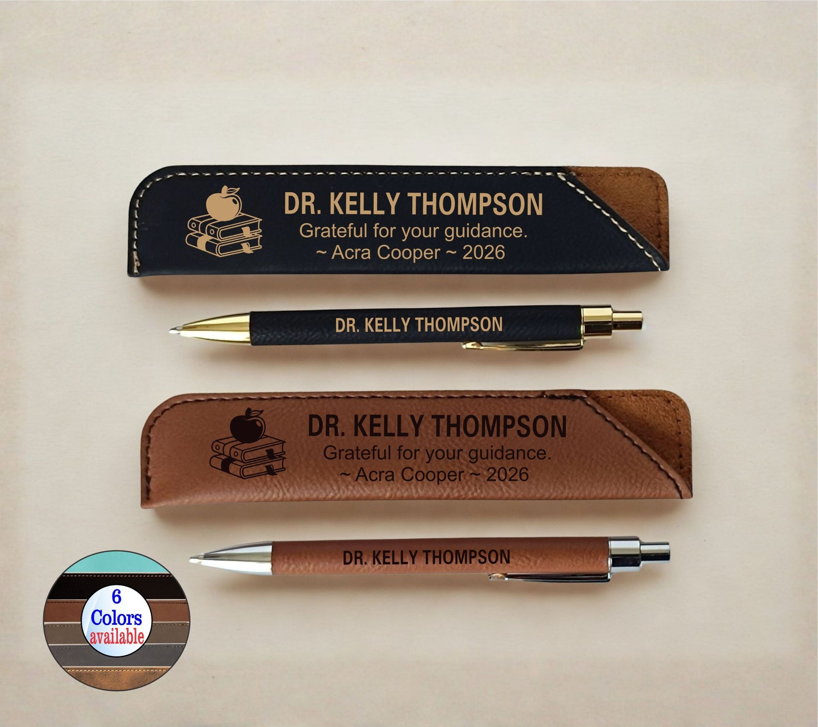 Personalized Teacher Appreciation Leather Pen and Case Giift LPC08