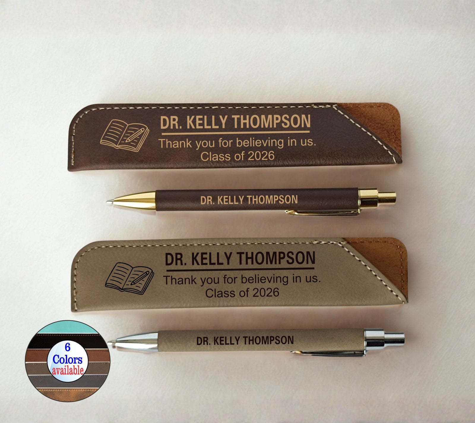 Custom Phd Supervisor Leather Pen and Case: Personalized Professor Gift LPC013