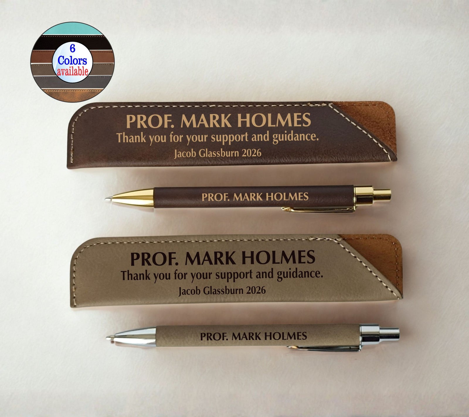 Custom Professor Leather Pen and Case: Personalized Instructor Gift LPC012