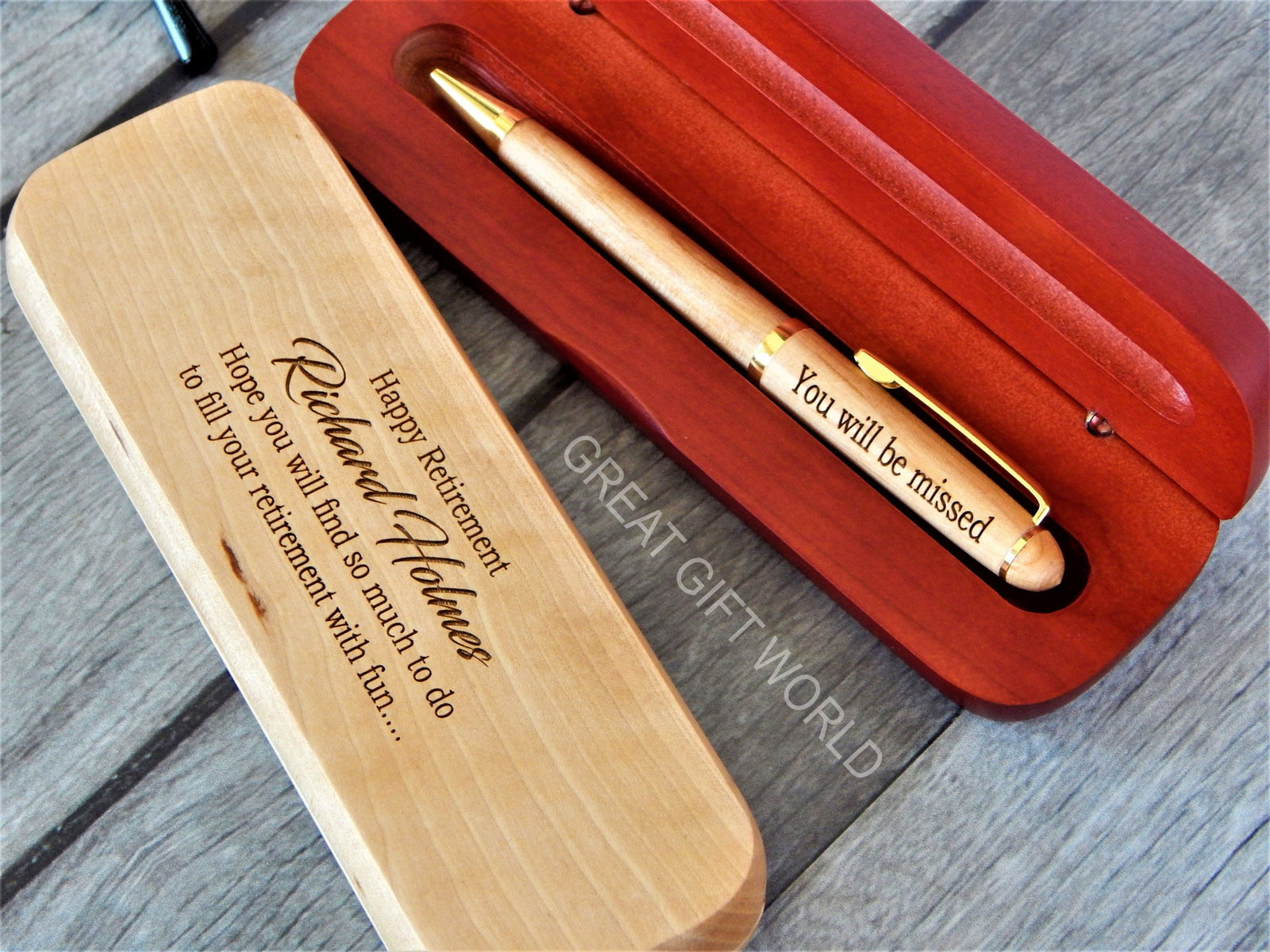 Engraved Wooden Pen Retirement Gift for Boss